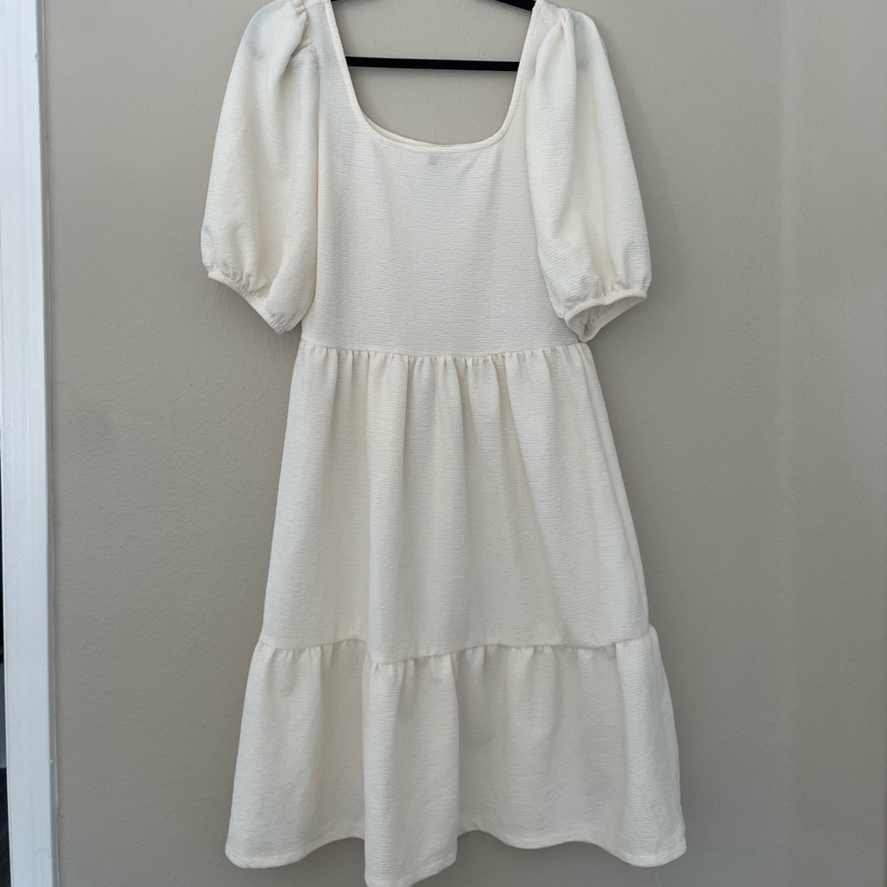 White tiered textured dress